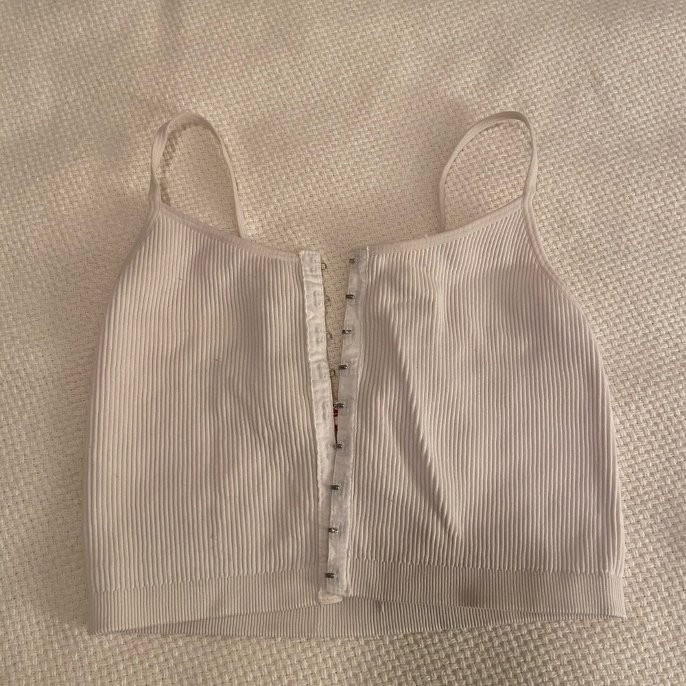 Alter’d State Ribbed Stretch Crop Top Tank with Eyelet Front Closures